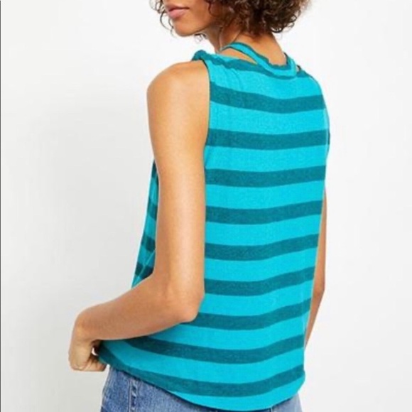 NEW Free People Twist Stripe Tank Distressed Top L - Picture 3 of 9